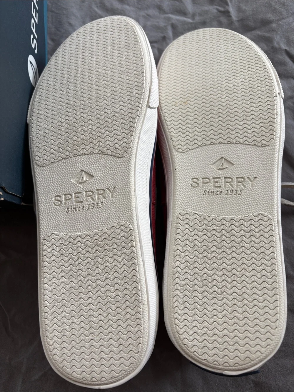 Sperry Kids Coral-Red Canvas Moccasins